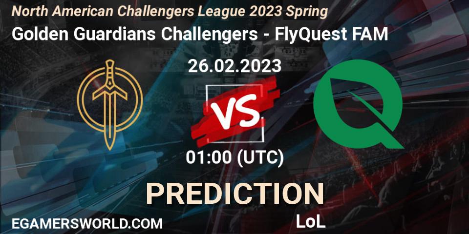 Golden Guardians Challengers contre FlyQuest FAM : prédiction de match. 26.02.23. LoL, NACL 2023 Spring - Group Stage