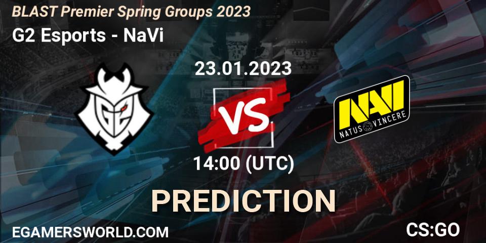 G2 Esports contre NaVi : prédiction de match. 23.01.2023 at 14:00. Counter-Strike (CS2), BLAST Premier Spring Groups 2023