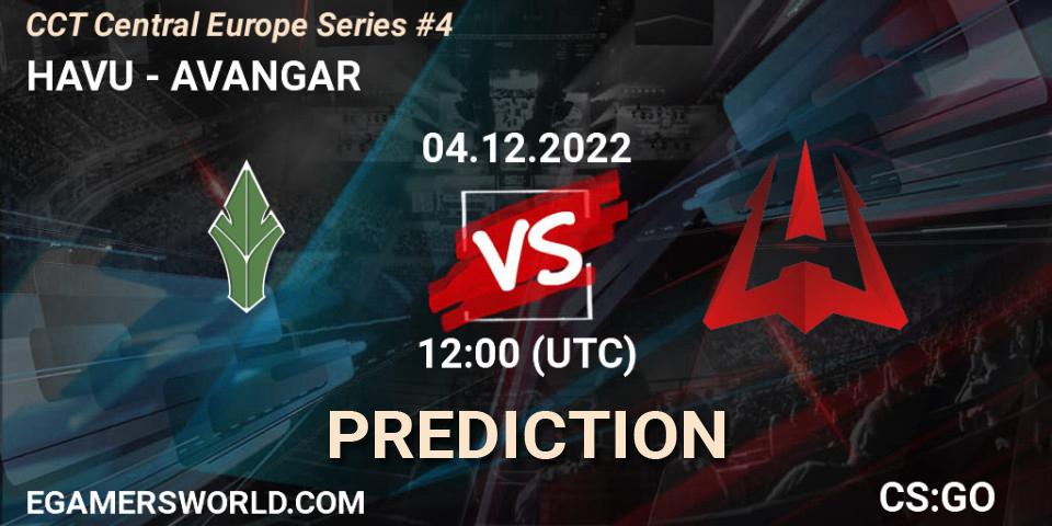 HAVU contre AVANGAR : prédiction de match. 04.12.2022 at 12:00. Counter-Strike (CS2), CCT Central Europe Series #4