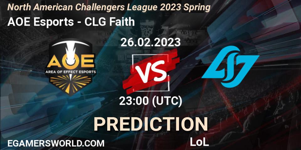 AOE Esports contre CLG Faith : prédiction de match. 26.02.23. LoL, NACL 2023 Spring - Group Stage