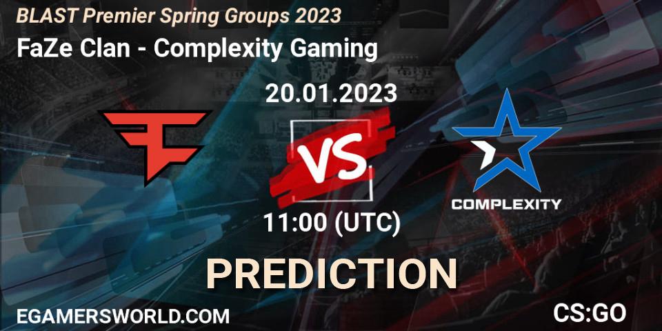 FaZe Clan contre Complexity Gaming : prédiction de match. 20.01.2023 at 11:00. Counter-Strike (CS2), BLAST Premier Spring Groups 2023