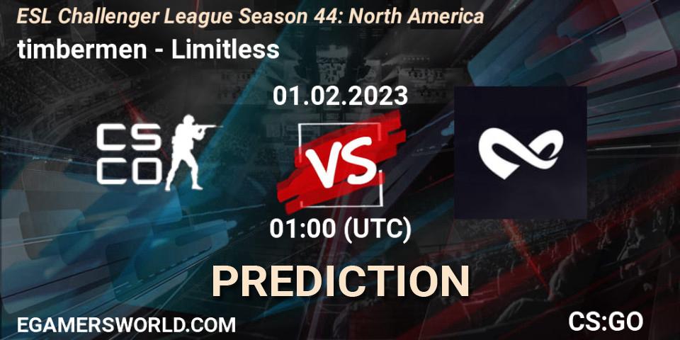 timbermen contre Limitless : prédiction de match. 01.02.23. CS2 (CS:GO), ESL Challenger League Season 44: North America