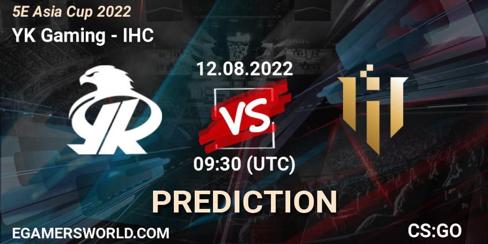 YK Gaming contre IHC : prédiction de match. 12.08.2022 at 09:30. Counter-Strike (CS2), 5E Asia Cup 2022