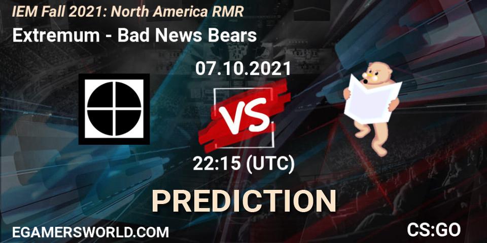 Extremum contre Bad News Bears : prédiction de match. 07.10.21. CS2 (CS:GO), IEM Fall 2021: North America RMR