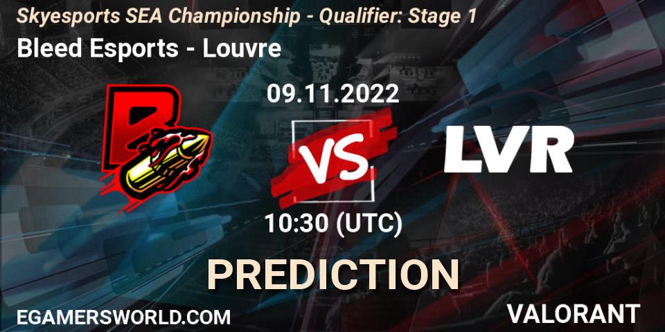 Bleed Esports contre Louvre : prédiction de match. 09.11.2022 at 11:45. VALORANT, Skyesports SEA Championship - Qualifier: Stage 1
