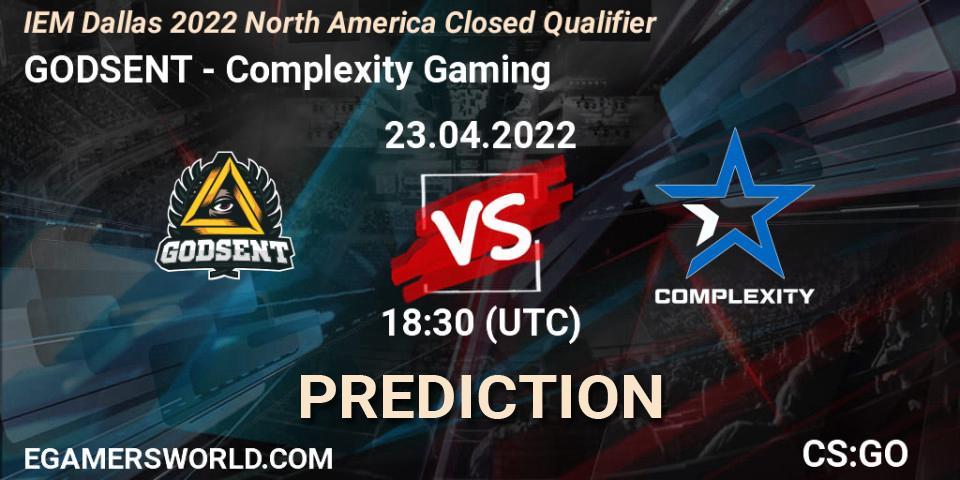 GODSENT contre Complexity Gaming : prédiction de match. 23.04.2022 at 18:30. Counter-Strike (CS2), IEM Dallas 2022 North America Closed Qualifier
