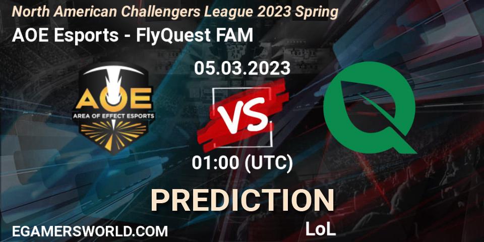 AOE Esports contre FlyQuest FAM : prédiction de match. 05.03.23. LoL, NACL 2023 Spring - Group Stage