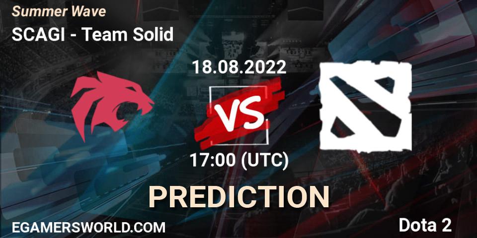 SCAGI contre Team Solid : prédiction de match. 18.08.2022 at 17:00. Dota 2, Summer Wave