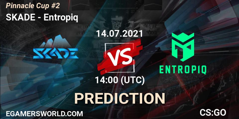 SKADE contre Entropiq : prédiction de match. 14.07.2021 at 14:35. Counter-Strike (CS2), Pinnacle Cup #2