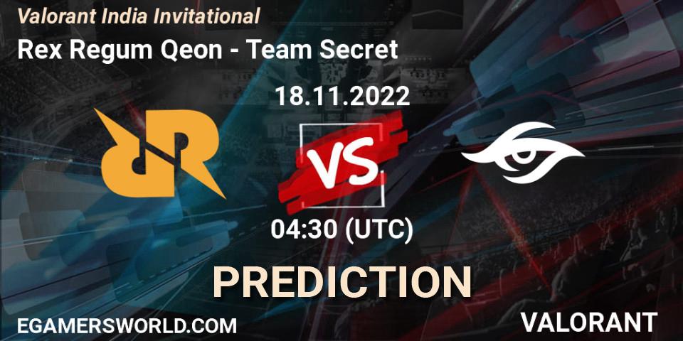 Rex Regum Qeon contre Team Secret : prédiction de match. 18.11.22. VALORANT, Valorant India Invitational