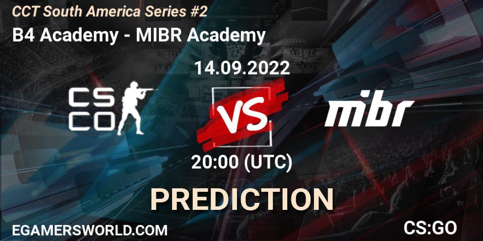 B4 Academy contre MIBR Academy : prédiction de match. 14.09.2022 at 20:00. Counter-Strike (CS2), CCT South America Series #2