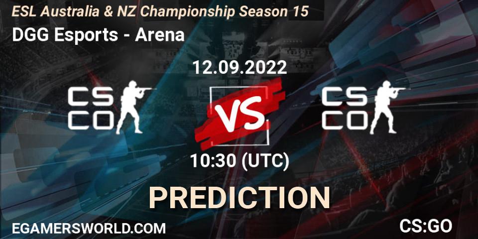 DGG Esports contre Arena Esports : prédiction de match. 12.09.2022 at 10:40. Counter-Strike (CS2), ESL ANZ Champs Season 15