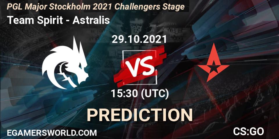 Team Spirit contre Astralis : prédiction de match. 29.10.2021 at 14:35. Counter-Strike (CS2), PGL Major Stockholm 2021 Challengers Stage