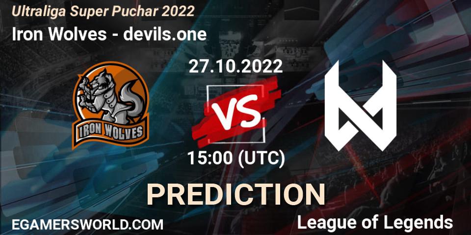 Iron Wolves contre devils.one : prédiction de match. 27.10.2022 at 15:00. LoL, Ultraliga Super Puchar 2022