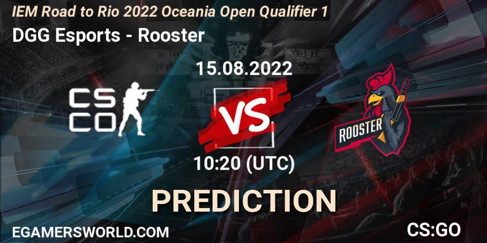 DGG Esports contre Rooster : prédiction de match. 15.08.2022 at 10:20. Counter-Strike (CS2), IEM Road to Rio 2022 Oceania Open Qualifier 1