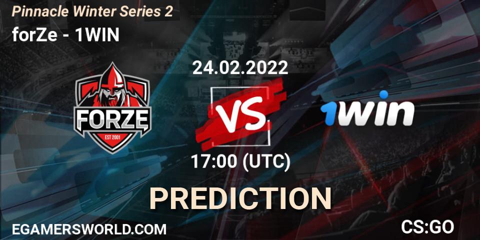 forZe contre 1WIN : prédiction de match. 24.02.2022 at 17:00. Counter-Strike (CS2), Pinnacle Winter Series 2