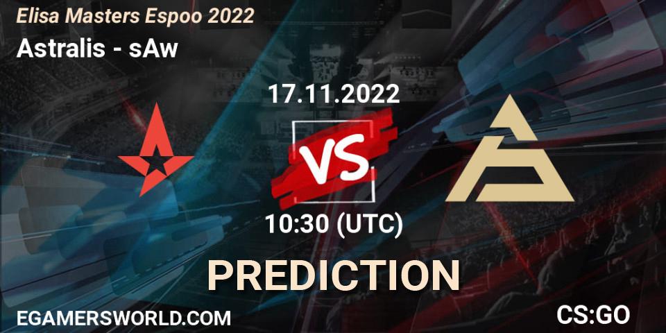 Astralis contre sAw : prédiction de match. 17.11.22. CS2 (CS:GO), Elisa Masters Espoo 2022