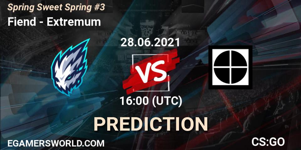 Fiend contre Extremum : prédiction de match. 28.06.21. CS2 (CS:GO), Spring Sweet Spring #3