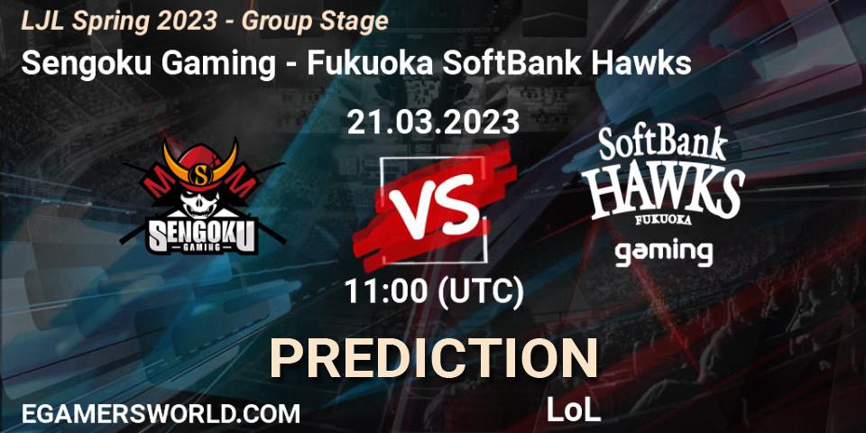Sengoku Gaming contre Fukuoka SoftBank Hawks : prédiction de match. 21.03.23. LoL, LJL Spring 2023 - Group Stage
