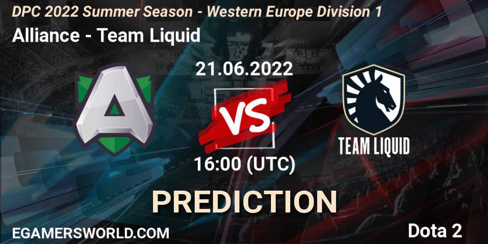 Alliance contre Team Liquid : prédiction de match. 21.06.22. Dota 2, DPC WEU 2021/2022 Tour 3: Division I