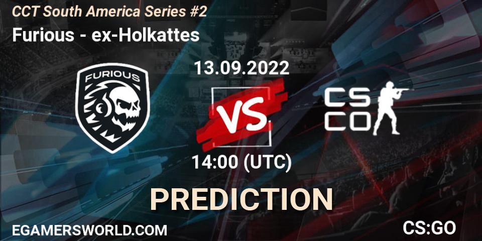 Furious contre ex-Holkattes : prédiction de match. 13.09.2022 at 14:00. Counter-Strike (CS2), CCT South America Series #2