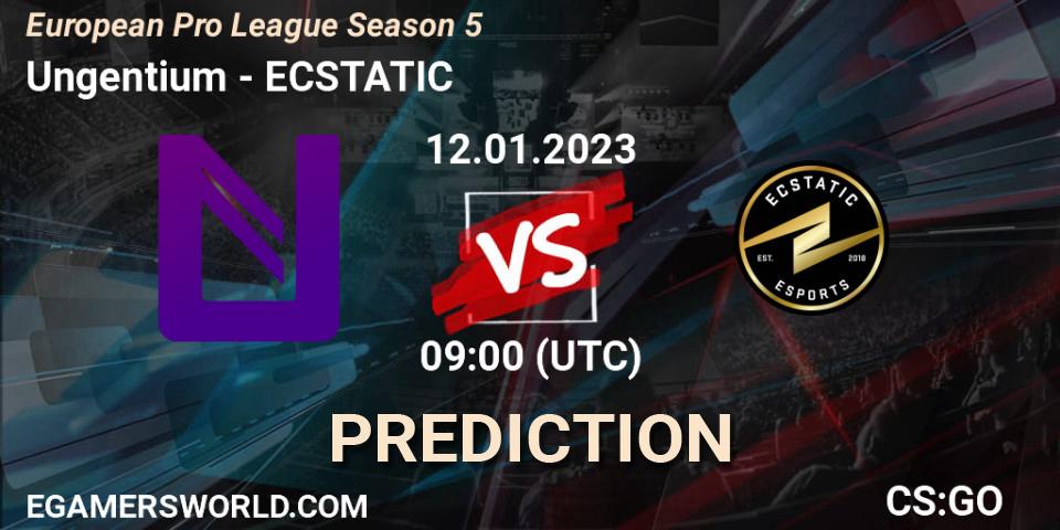 Ungentium contre ECSTATIC : prédiction de match. 12.01.2023 at 09:00. Counter-Strike (CS2), European Pro League Season 5