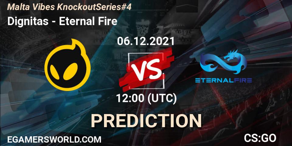Dignitas contre Eternal Fire : prédiction de match. 06.12.2021 at 12:05. Counter-Strike (CS2), Malta Vibes Knockout Series #4