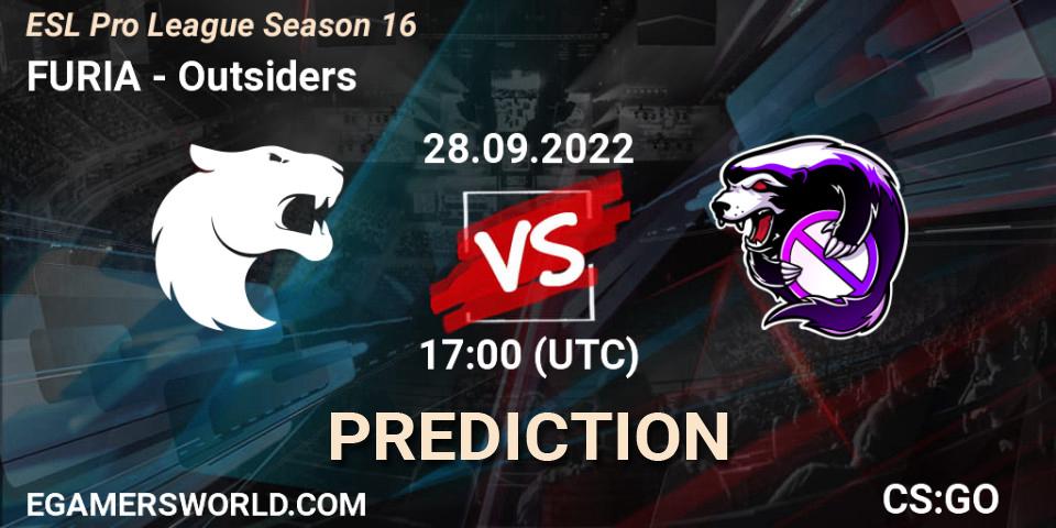 FURIA contre Outsiders : prédiction de match. 28.09.22. CS2 (CS:GO), ESL Pro League Season 16