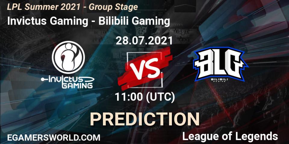 Invictus Gaming contre Bilibili Gaming : prédiction de match. 28.07.2021 at 11:00. LoL, LPL Summer 2021 - Group Stage