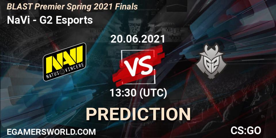 NaVi contre G2 Esports : prédiction de match. 20.06.2021 at 13:30. Counter-Strike (CS2), BLAST Premier Spring 2021 Finals