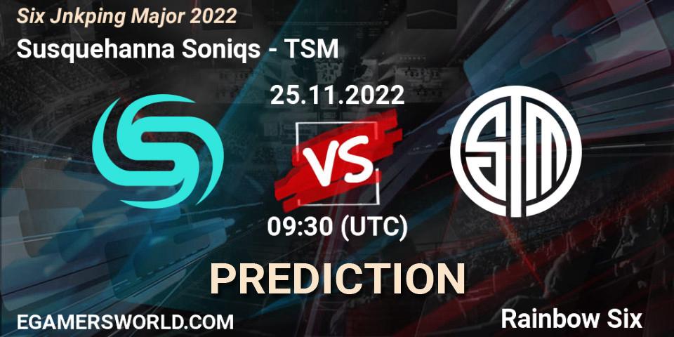Susquehanna Soniqs contre TSM : prédiction de match. 25.11.22. Rainbow Six, Six Jönköping Major 2022
