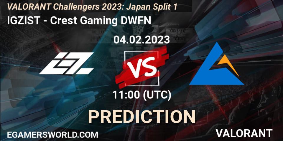 IGZIST contre Crest Gaming DWFN : prédiction de match. 04.02.23. VALORANT, VALORANT Challengers 2023: Japan Split 1