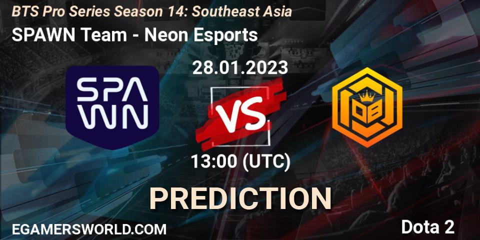 SPAWN Team contre Neon Esports : prédiction de match. 28.01.23. Dota 2, BTS Pro Series Season 14: Southeast Asia