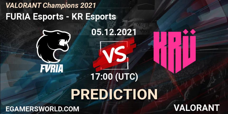 FURIA Esports contre KRÜ Esports : prédiction de match. 05.12.2021 at 17:30. VALORANT, VALORANT Champions 2021