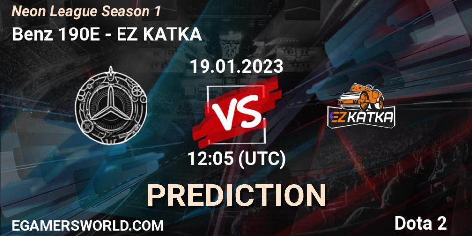 Benz 190E contre EZ KATKA : prédiction de match. 19.01.2023 at 12:05. Dota 2, Neon League Season 1