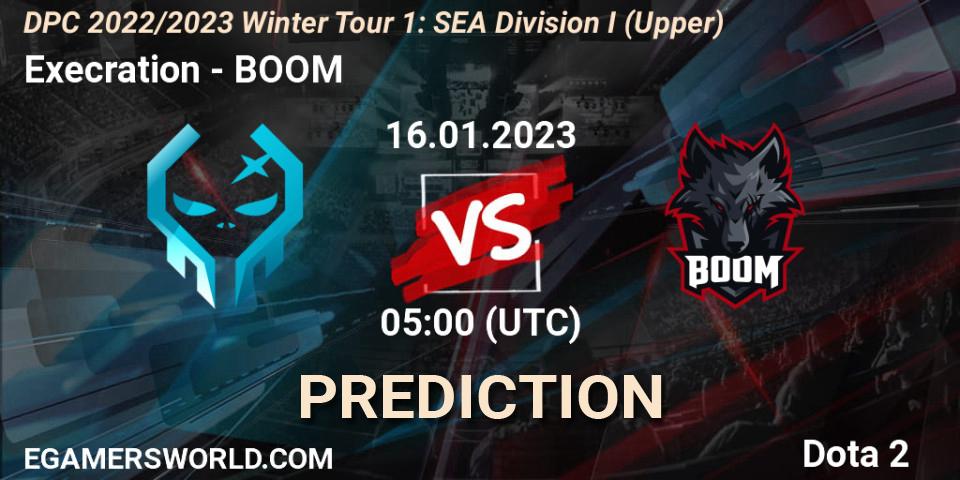 Execration contre BOOM : prédiction de match. 16.01.23. Dota 2, DPC 2022/2023 Winter Tour 1: SEA Division I (Upper)