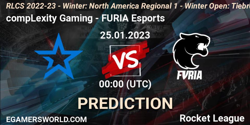 compLexity Gaming contre FURIA Esports : prédiction de match. 25.01.2023 at 01:00. Rocket League, RLCS 2022-23 - Winter: North America Regional 1 - Winter Open: Tiebreaker