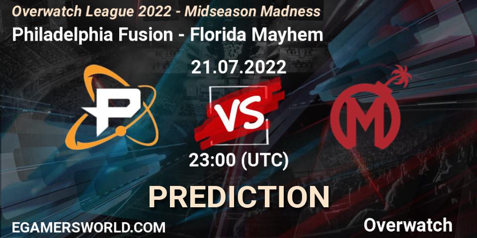 Philadelphia Fusion contre Florida Mayhem : prédiction de match. 22.07.22. Overwatch, Overwatch League 2022 - Midseason Madness