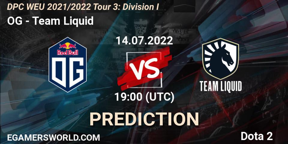 OG contre Team Liquid : prédiction de match. 14.07.2022 at 20:35. Dota 2, DPC WEU 2021/2022 Tour 3: Division I