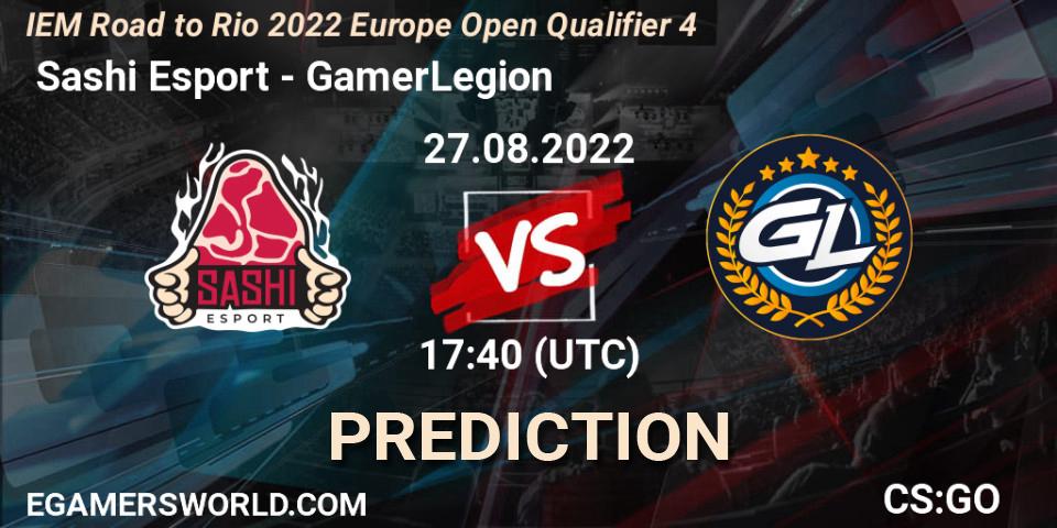  Sashi Esport contre GamerLegion : prédiction de match. 27.08.2022 at 17:40. Counter-Strike (CS2), IEM Road to Rio 2022 Europe Open Qualifier 4