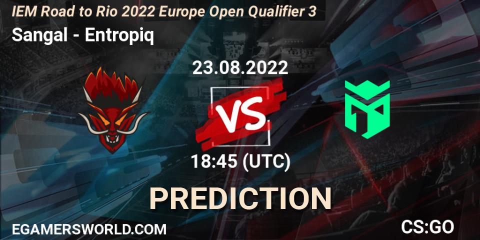 Sangal contre Entropiq : prédiction de match. 23.08.2022 at 18:50. Counter-Strike (CS2), IEM Road to Rio 2022 Europe Open Qualifier 3