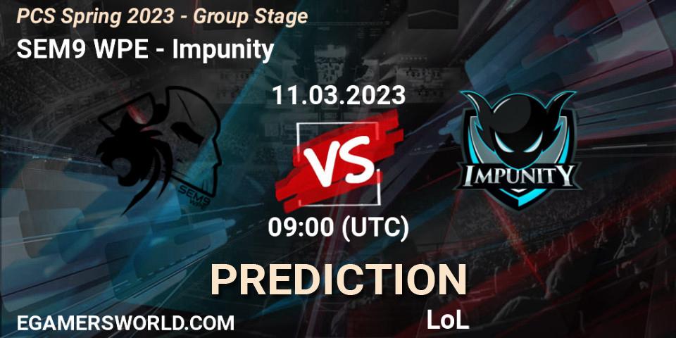SEM9 WPE contre Impunity : prédiction de match. 19.02.2023 at 13:40. LoL, PCS Spring 2023 - Group Stage