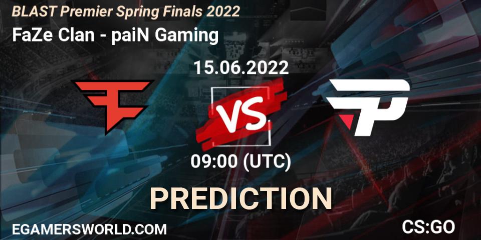 FaZe Clan contre paiN Gaming : prédiction de match. 15.06.2022 at 09:00. Counter-Strike (CS2), BLAST Premier Spring Finals 2022 