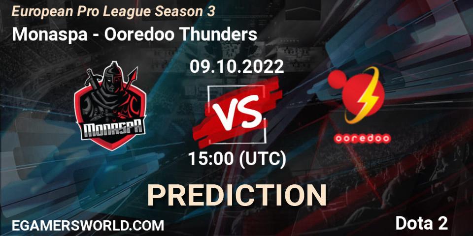 Monaspa contre Ooredoo Thunders : prédiction de match. 09.10.22. Dota 2, European Pro League Season 3 