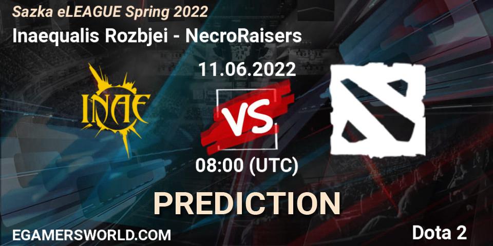 Inaequalis Rozbíječi contre NecroRaisers : prédiction de match. 11.06.2022 at 08:14. Dota 2, Sazka eLEAGUE Spring 2022