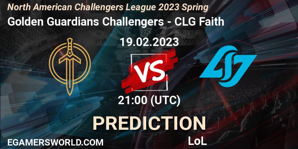 Golden Guardians Challengers contre CLG Faith : prédiction de match. 19.02.23. LoL, NACL 2023 Spring - Group Stage