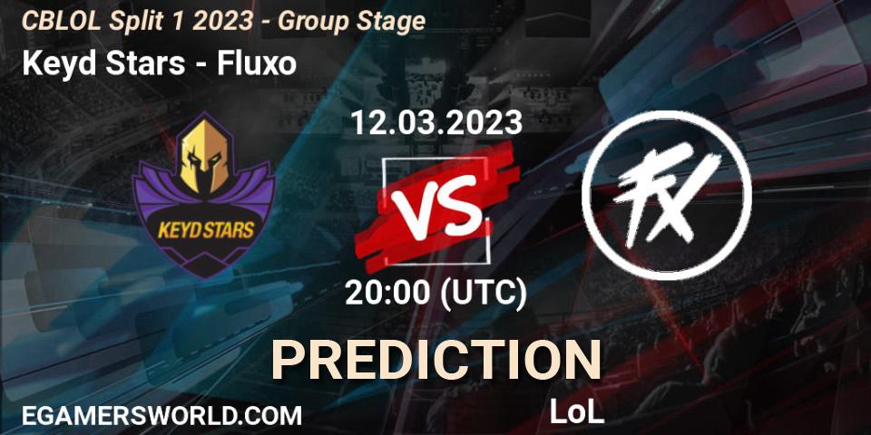 Keyd Stars contre Fluxo : prédiction de match. 12.03.2023 at 20:15. LoL, CBLOL Split 1 2023 - Group Stage