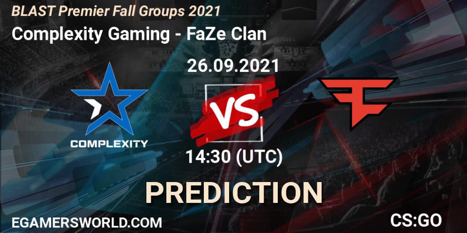 Complexity Gaming contre FaZe Clan : prédiction de match. 26.09.2021 at 14:30. Counter-Strike (CS2), BLAST Premier Fall Groups 2021