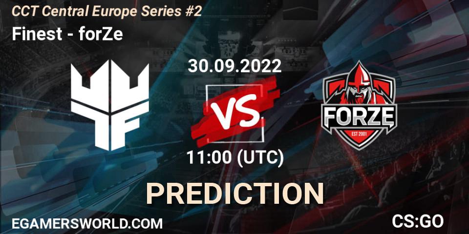 Finest contre forZe : prédiction de match. 30.09.2022 at 12:10. Counter-Strike (CS2), CCT Central Europe Series #2