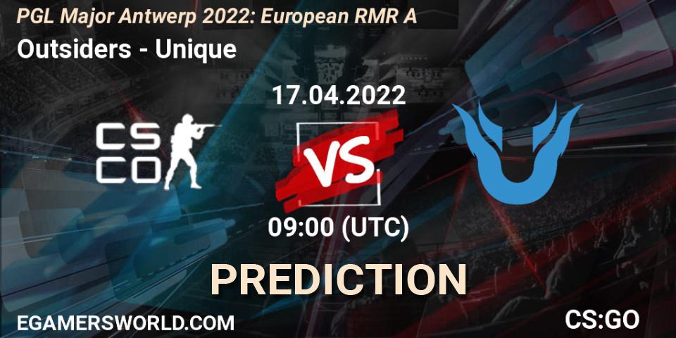 Outsiders contre Unique : prédiction de match. 17.04.22. CS2 (CS:GO), PGL Major Antwerp 2022: European RMR A